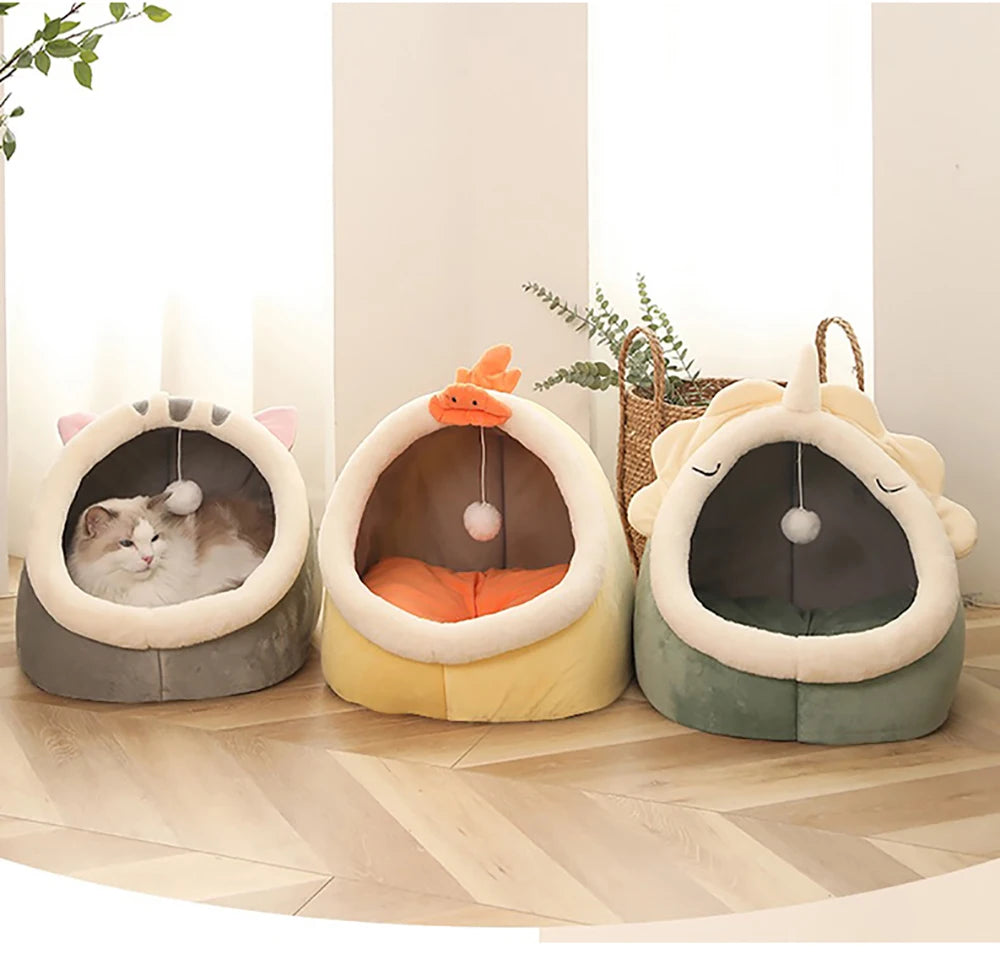 Cartoon Cozy Pet Cave Bed