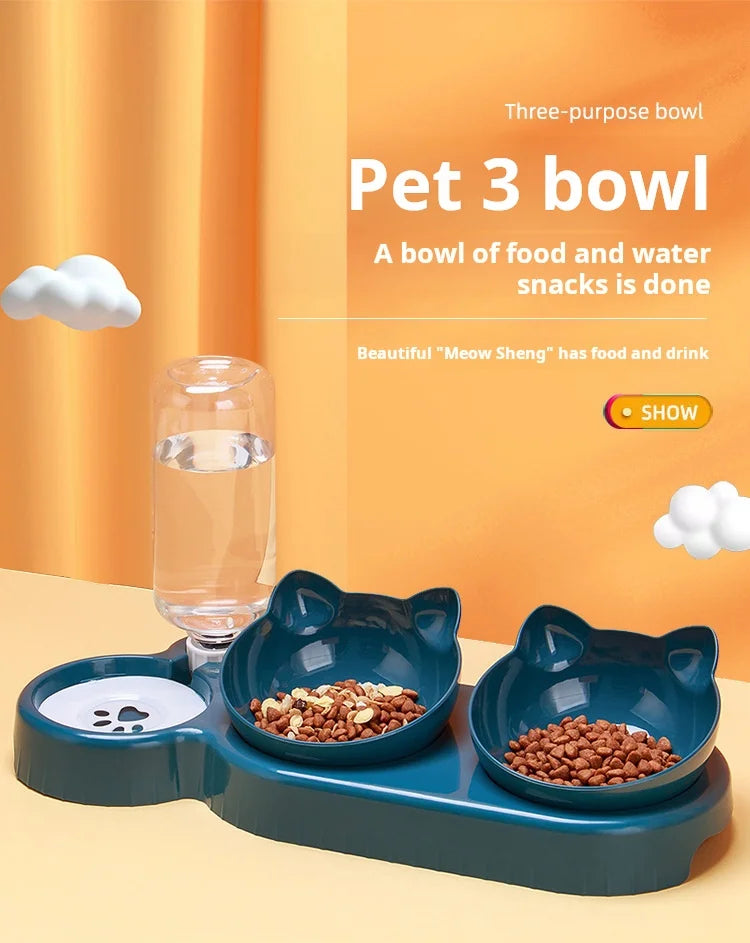3-in-1 Tilted Pet Bowl