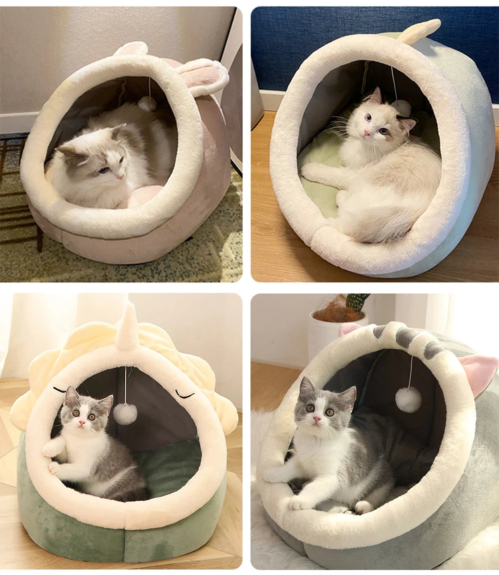Cartoon Cozy Pet Cave Bed