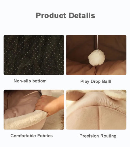 Cartoon Cozy Pet Cave Bed